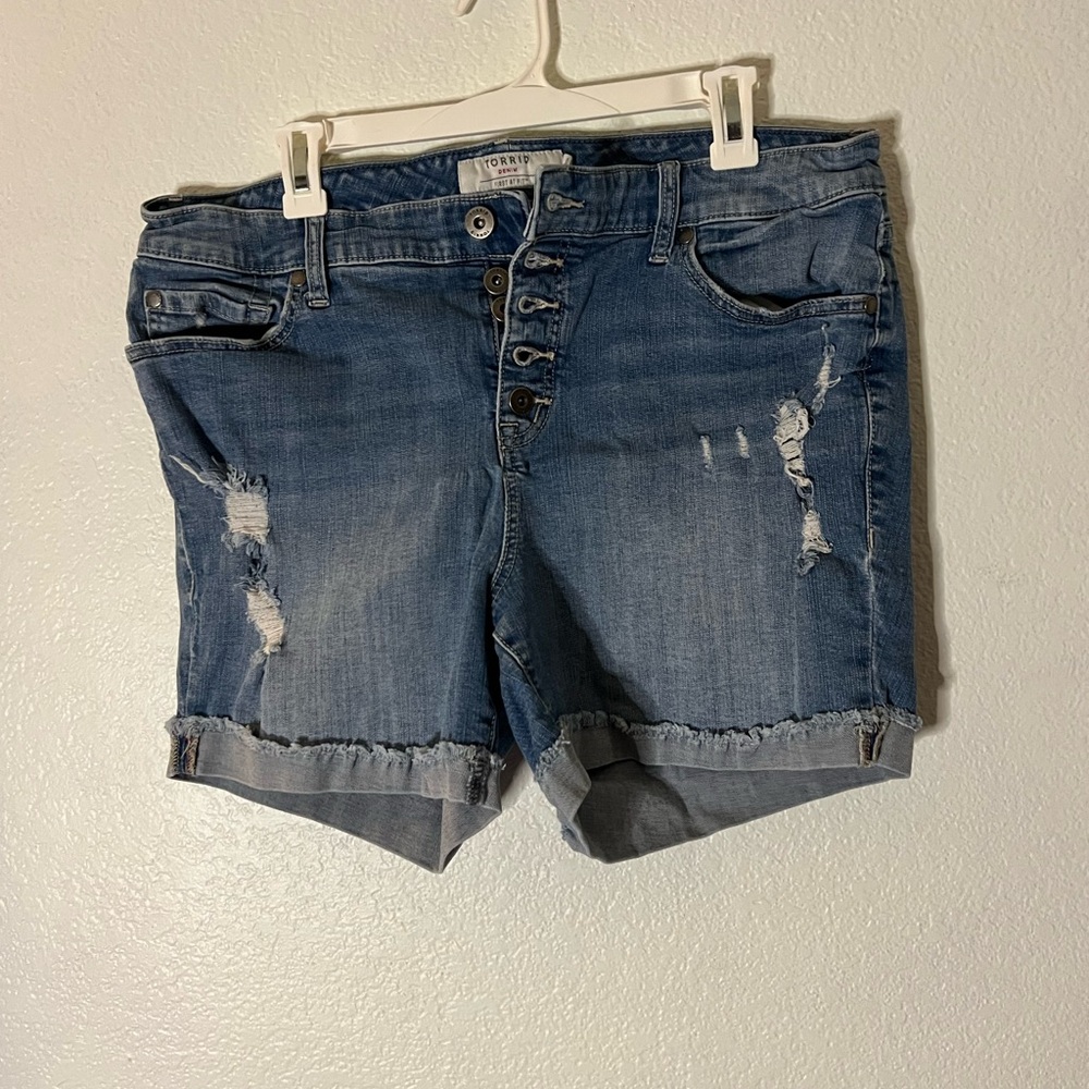 Torrid Distressed Blue Jean Shorts
